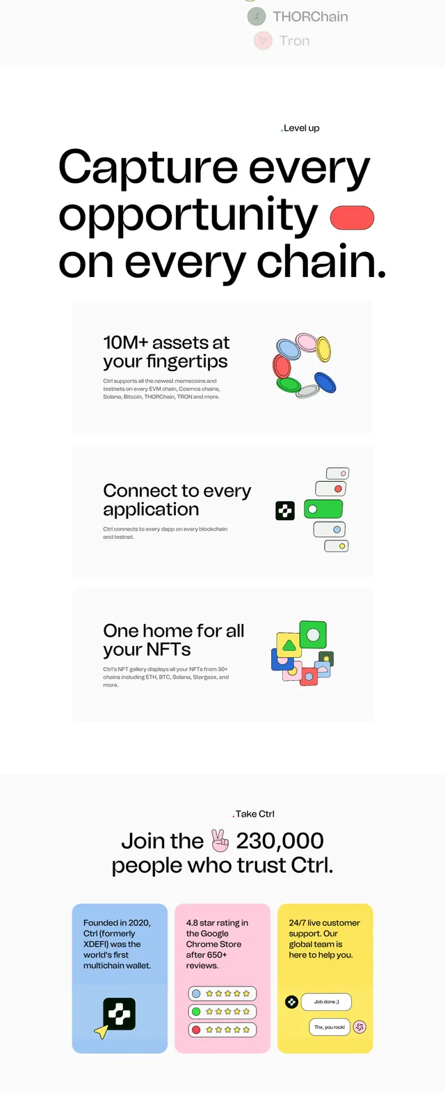 Ctrl crypto landing page, minimal, editorial, light