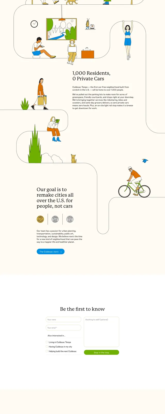 Culdesac illustrated landing hero, illustrated, editorial, light