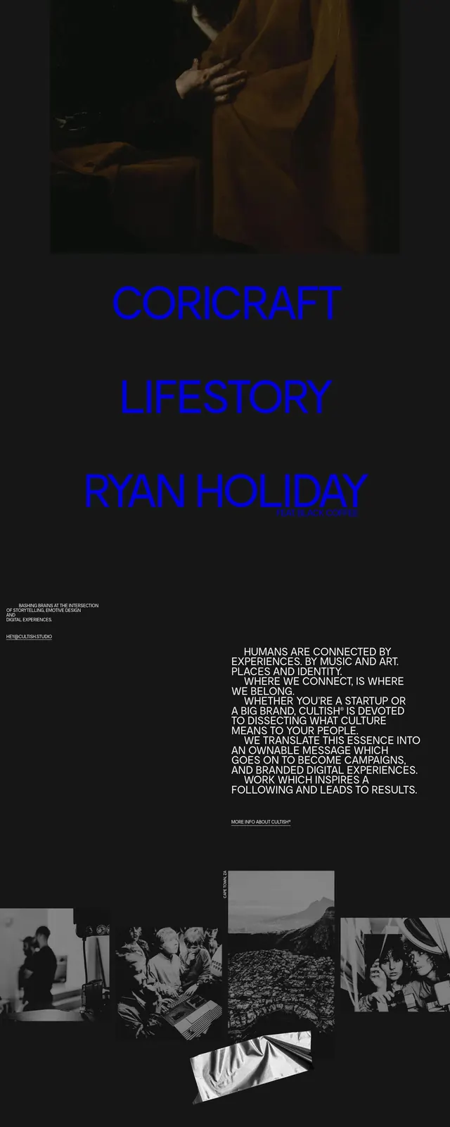Cultish Studio dark editorial homepage, editorial, dark-mode, dark