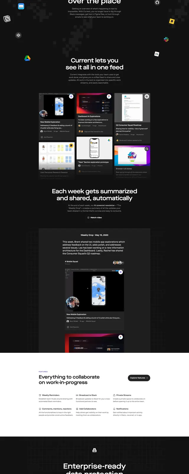 Current landing page, gradient-heavy, dark-mode, neon