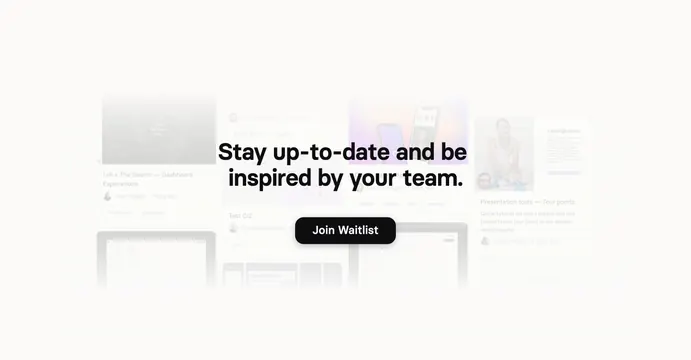 Current team inspiration waitlist CTA, minimal, light-mode, light