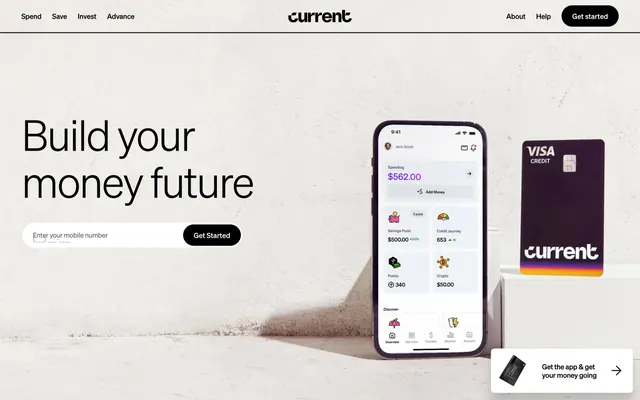 Current mobile banking hero, minimal, light-mode, light