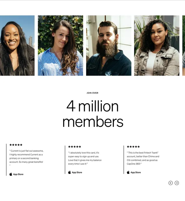 Current member count testimonials, minimal, light-mode, light