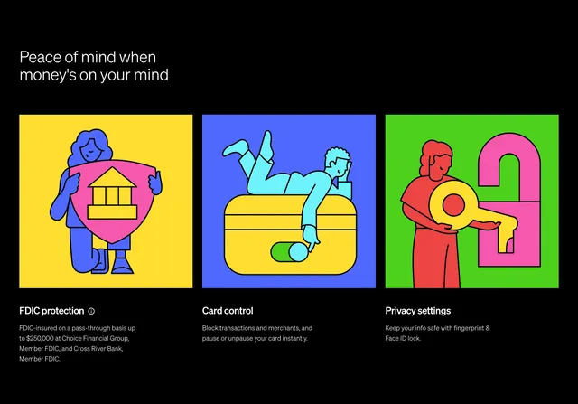 Current security three-panel feature, dark-mode, minimal, dark
