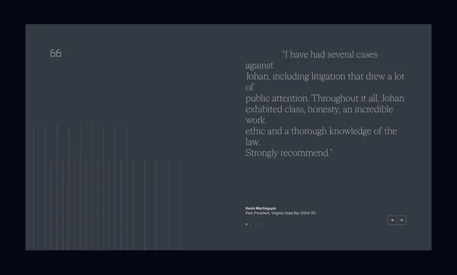 CWC testimonial slider dark panel, dark-mode, editorial, dark