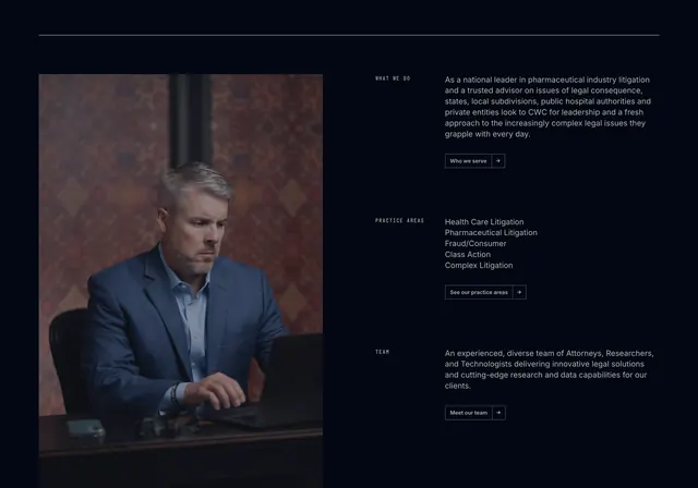 CWC expertise three-row feature, dark-mode, minimal, dark