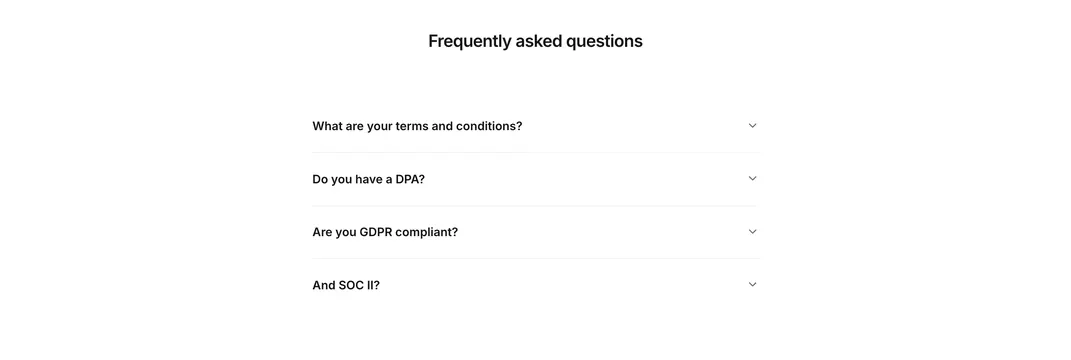 Cycle compliance FAQ accordion, minimal, light-mode, light