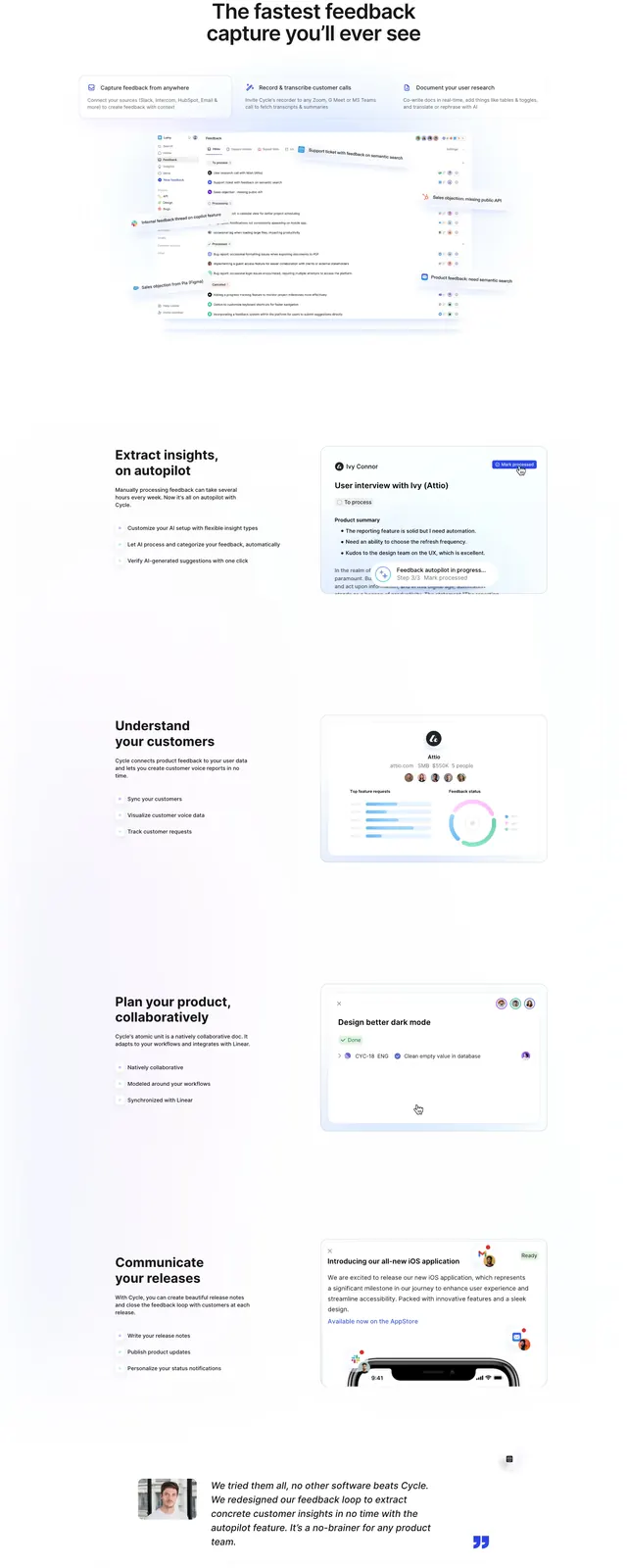 Cycle feedback hub, minimal, light-mode, light