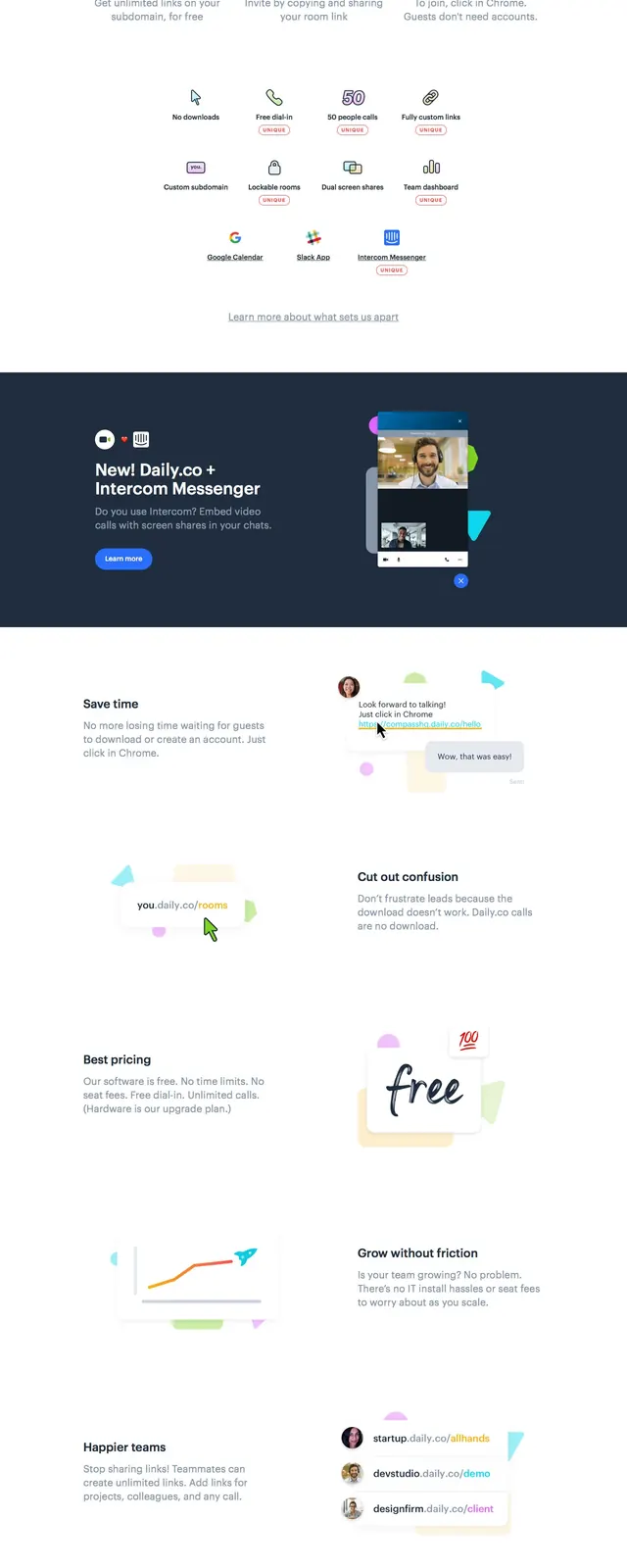 Daily.co landing page, light-mode, minimal, light