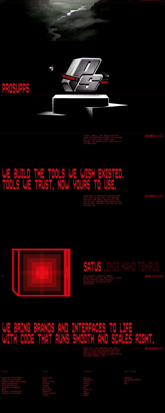 Darkroom Glitch Hero, brutalist, dark-mode, dark