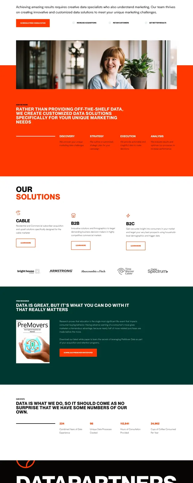 Datapartners Bold Marketing Hero, corporate-clean, editorial, light