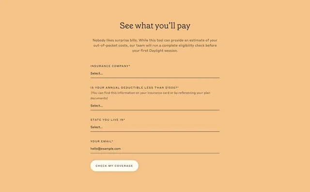 Daylight insurance cost estimate form, minimal, light-mode, light