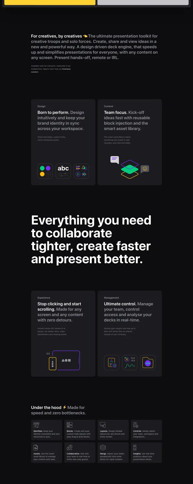 Dekks Dark Hero, dark-mode, boxed, dark