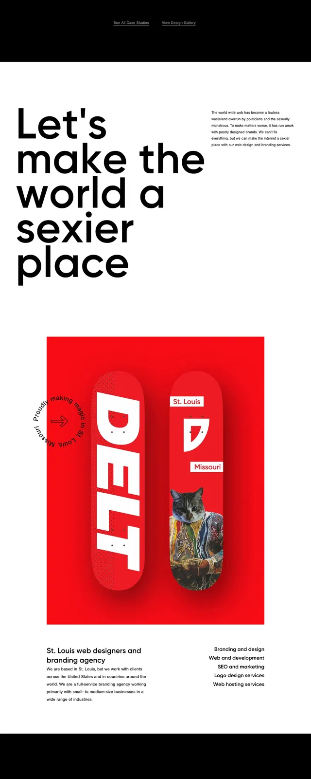 Delt Agency Landing Page, editorial, dark-mode, dark