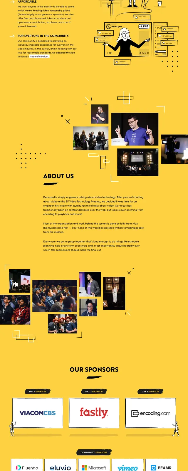 Demuxed Conference Landing Page, illustrated, playful, warm