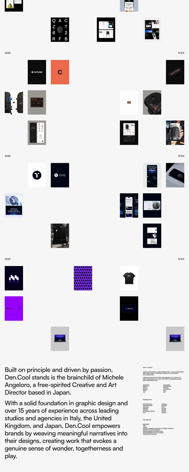 Den Cool Portfolio Hero, editorial, minimal, light
