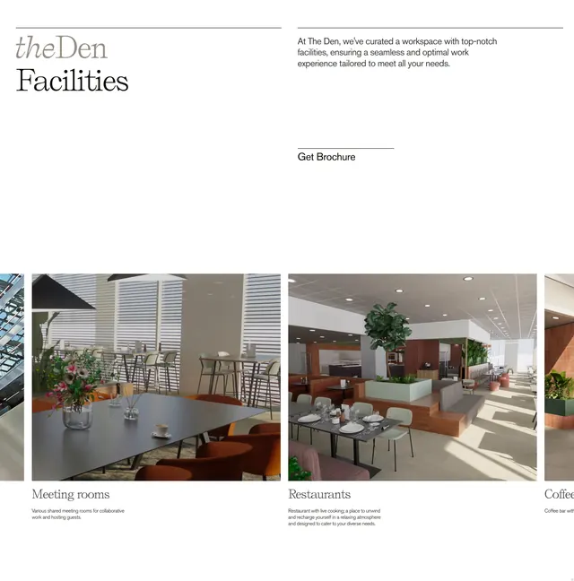theDen facilities gallery row, minimal, light-mode, light