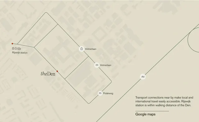 theDen stylized transit map, minimal, light-mode, light