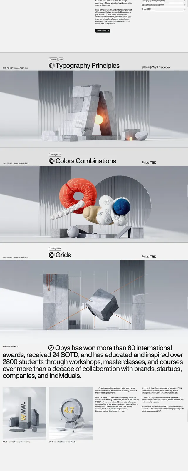 DES by Obys editorial landing page, editorial, minimal, light