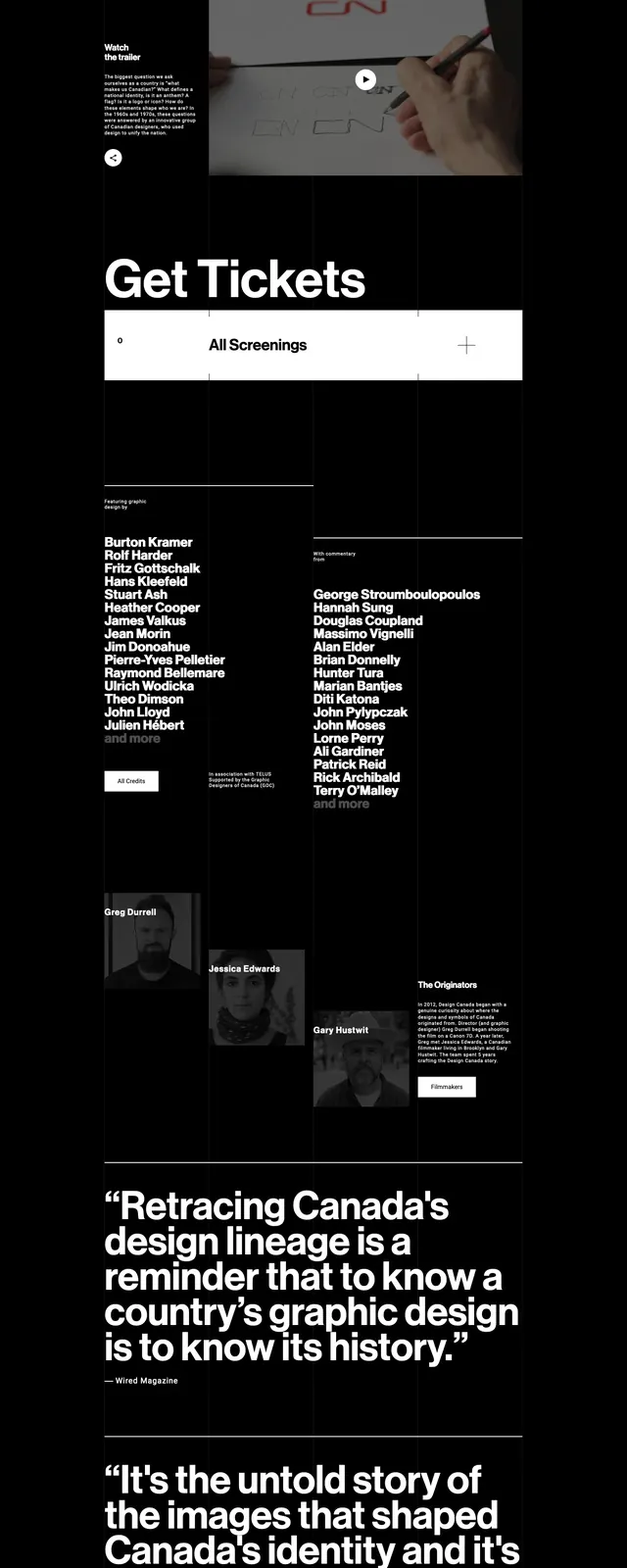 Design Canada Film, minimal, editorial, dark