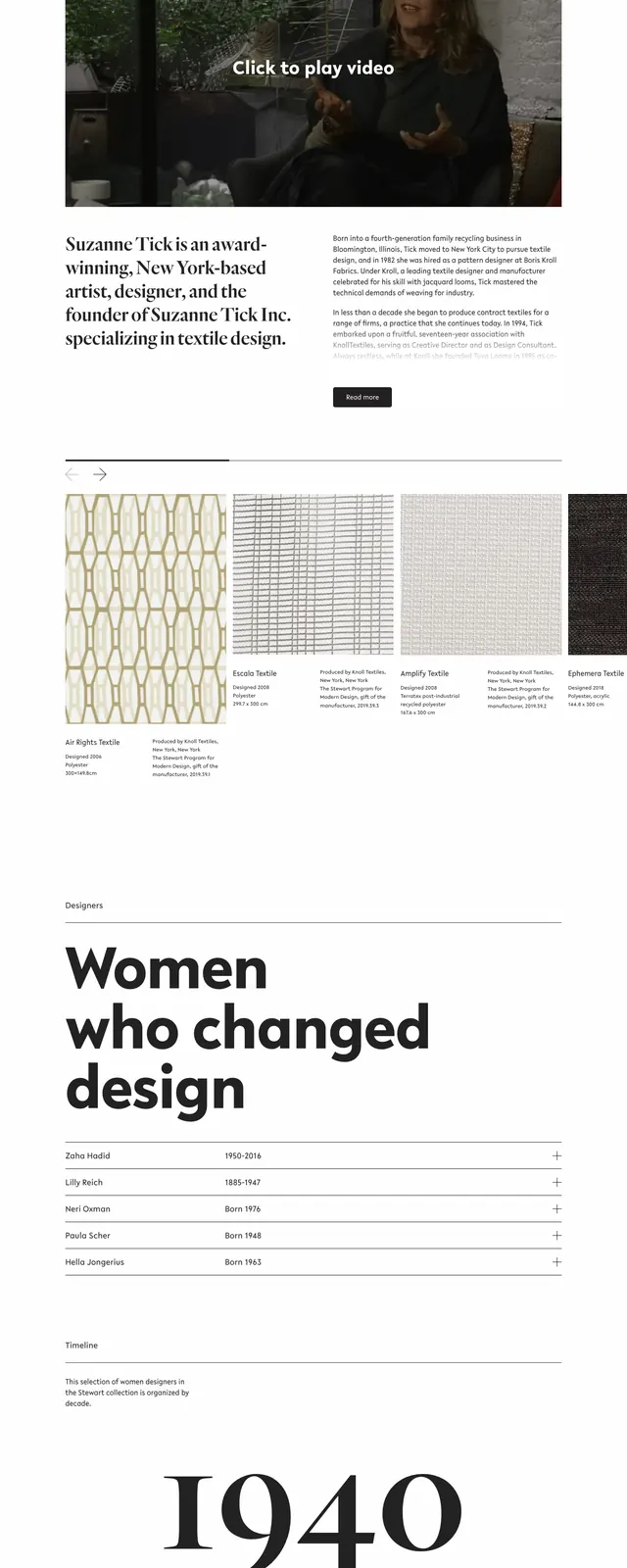 Designed by Women landing page, editorial, dark-mode, dark