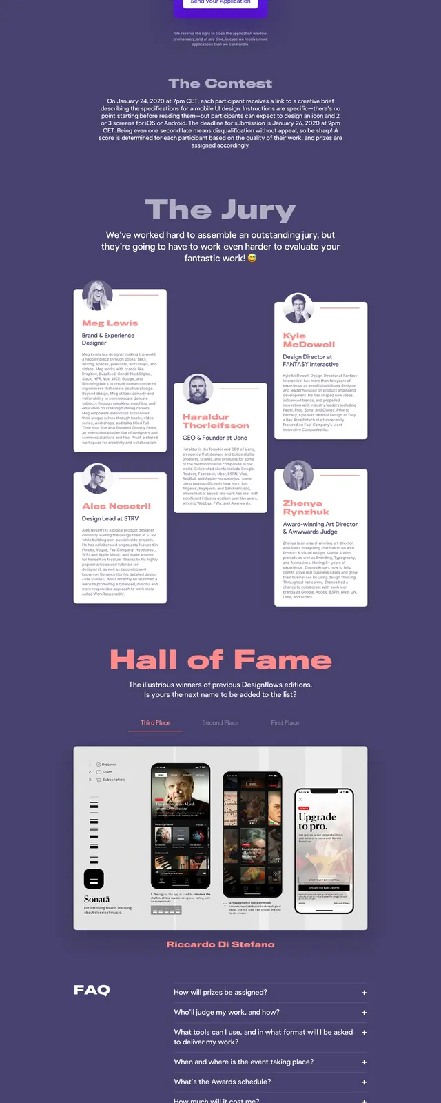 Designflows Contest Landing Page, gradient-heavy, editorial, gradient