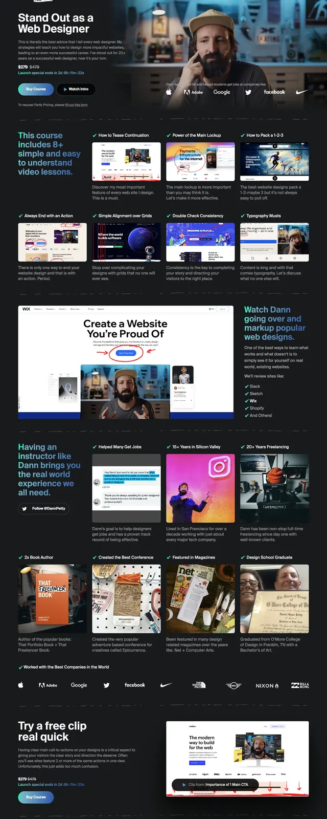 Dark Course Landing Page, dark-mode, editorial, dark