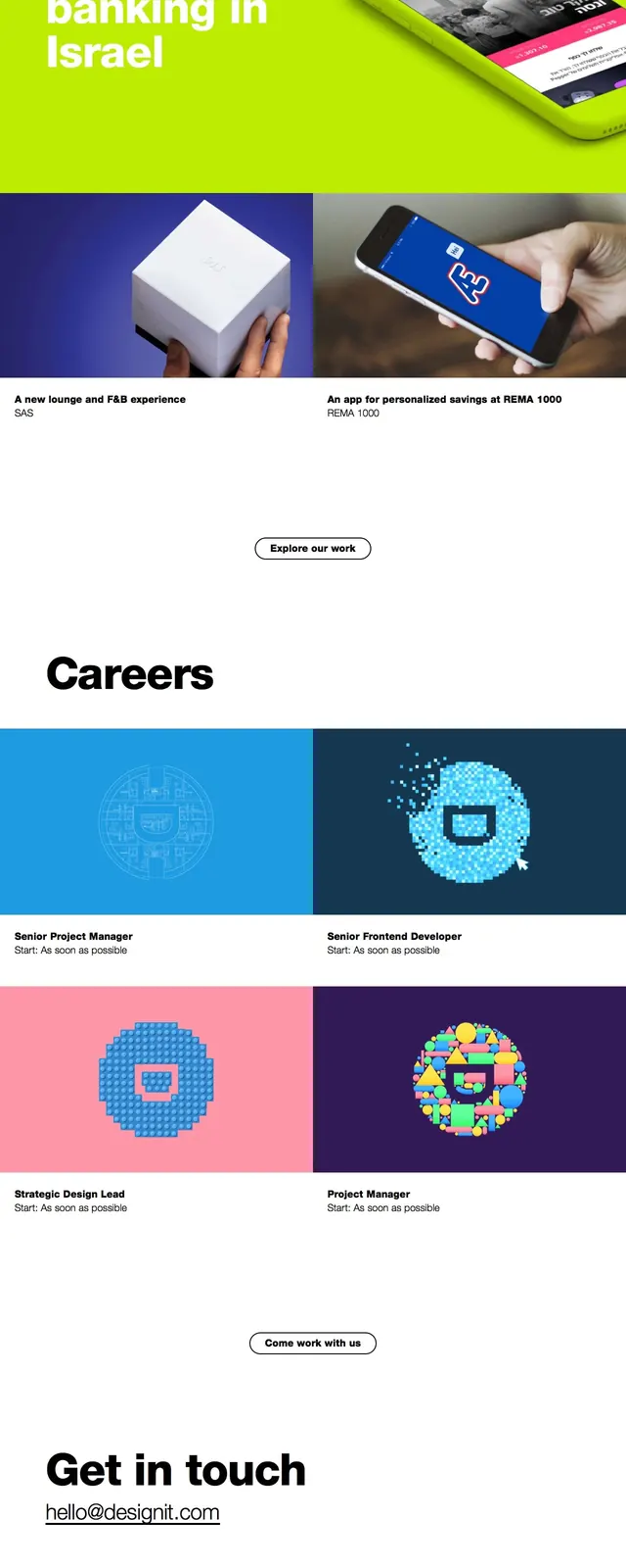 Designit bold editorial landing page, editorial, minimal, light