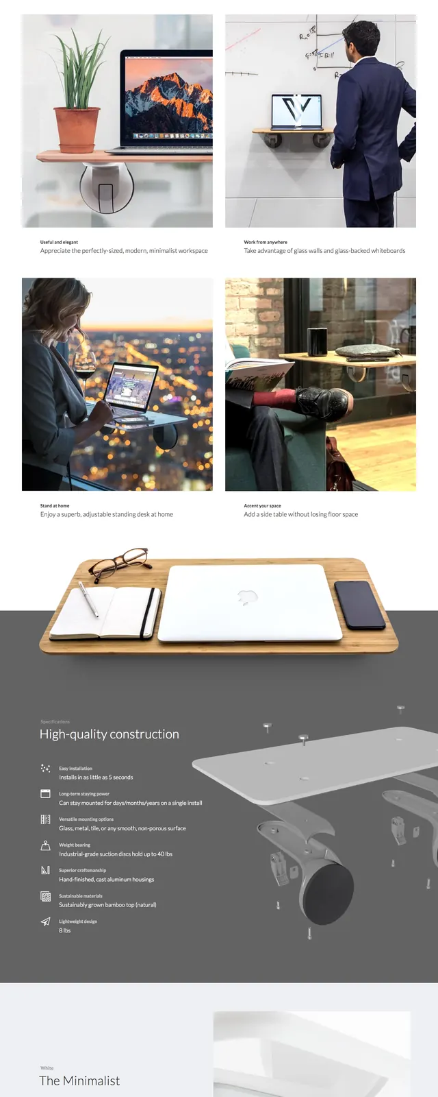 Deskview product landing page, minimal, editorial, light