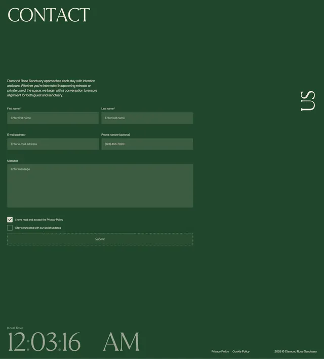 Diamond Rose dark contact form, minimal, dark-mode, dark