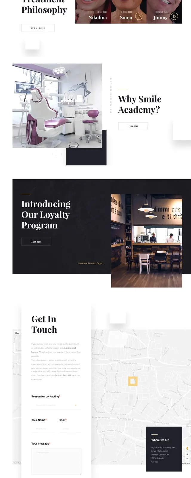 Luxury dental hero and promo sections, luxury, editorial, dark