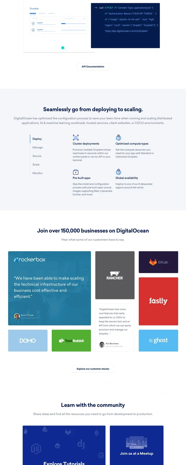 DigitalOcean Landing Hero, gradient-heavy, corporate-clean, cool