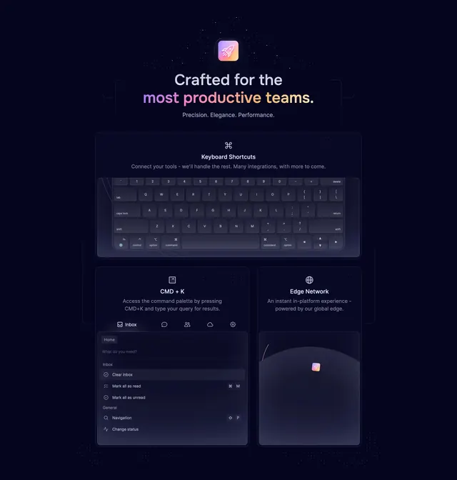 Dimension keyboard productivity features, dark-mode, minimal, dark