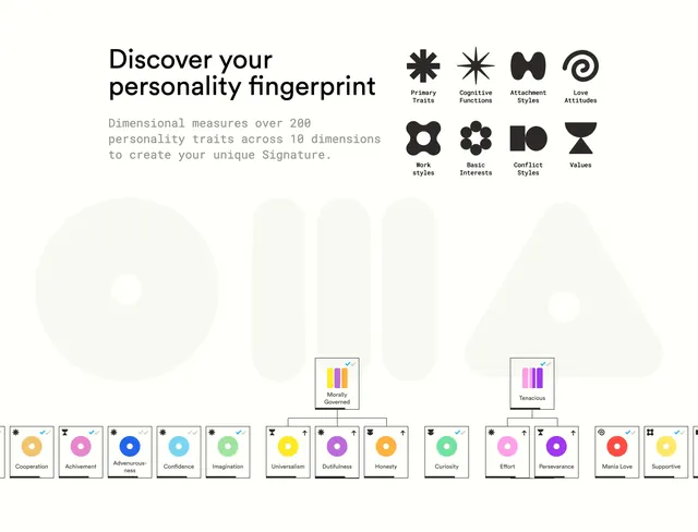 Dimensional personality fingerprint grid, minimal, light-mode, light