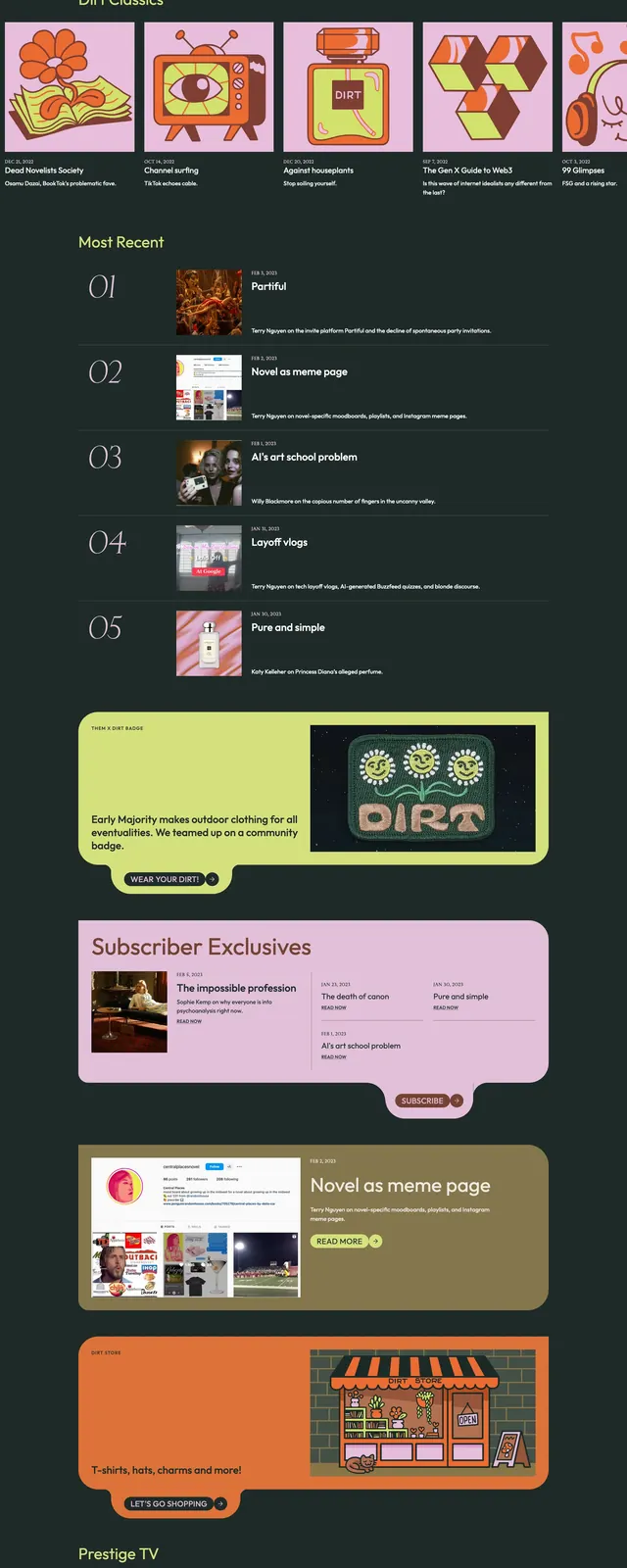 Dirt Editorial Newsletter, editorial, dark-mode, dark