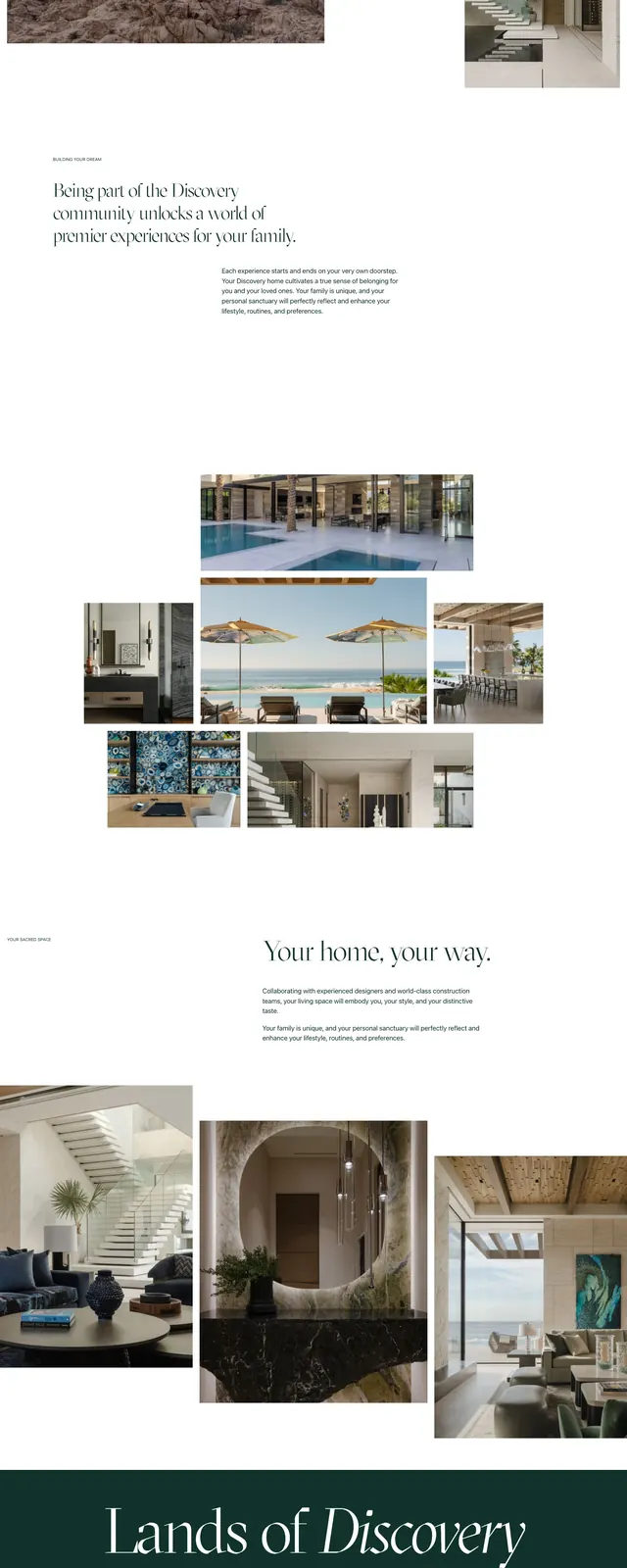 Discovery Builders Scenic Estate Hero, luxury, editorial, light