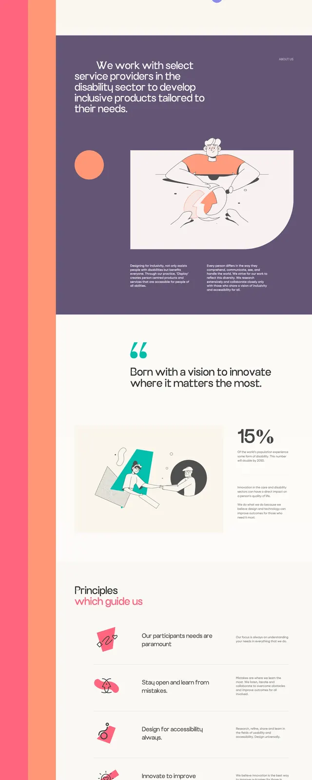 Display Care Landing Page, editorial, illustrated, light