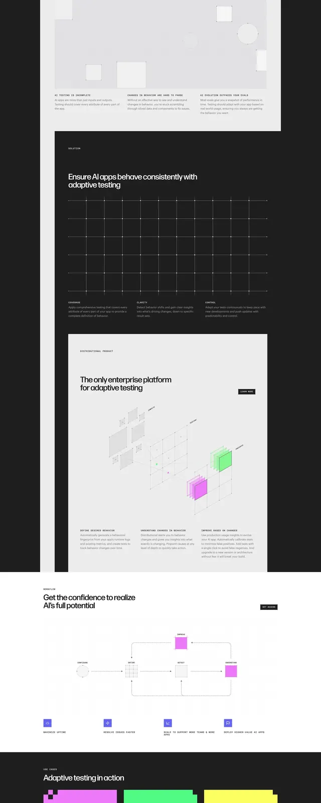 Distributional dark AI hero, dark-mode, minimal, dark