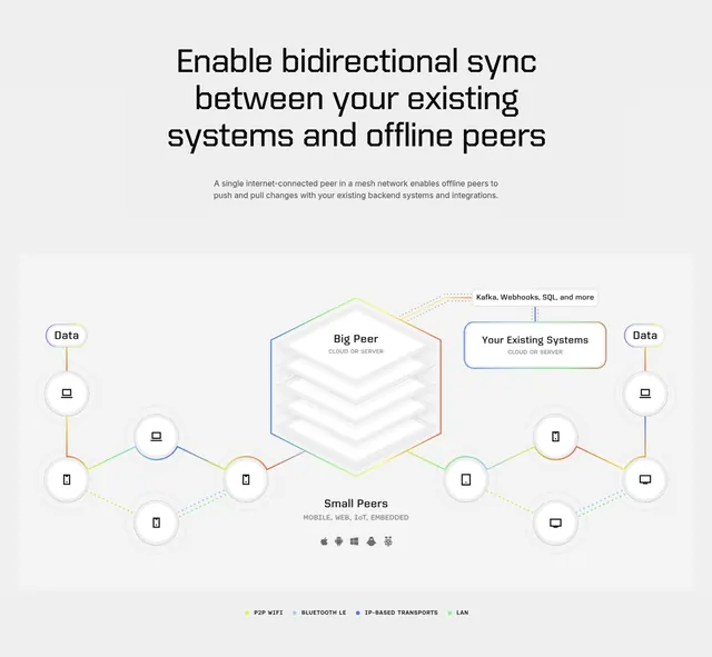 Ditto bidirectional sync architecture diagram, light-mode, technical, light