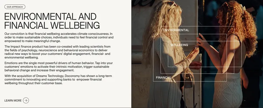 Doconomy environmental financial wellbeing, minimal, light-mode, light
