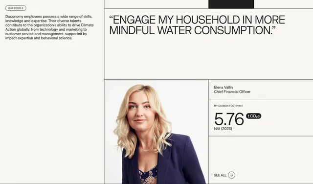 Doconomy people carbon footprint feature, minimal, light-mode, light