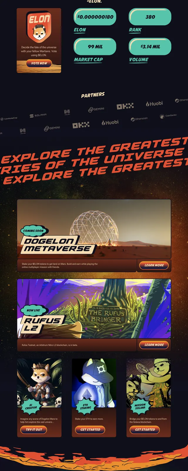 Dogelon Mars Hero, retro, illustrated, dark