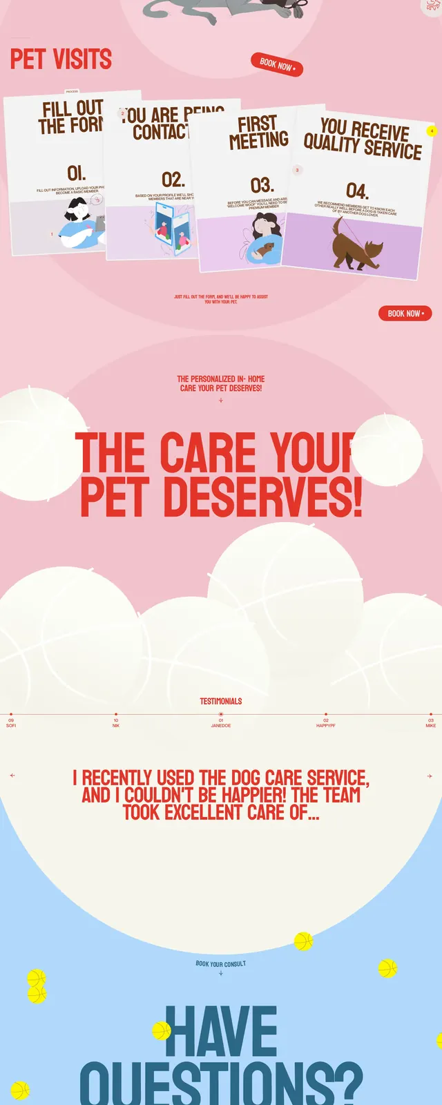 Playful Dog Care Landing Page, illustrated, playful, light