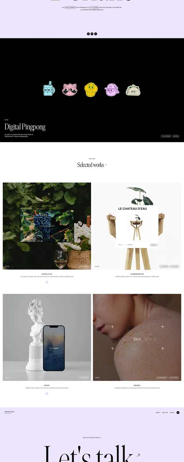 Doriane personal portfolio, editorial, minimal, light