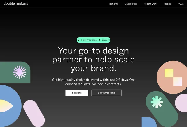 Double Makers design subscription hero, dark-mode, minimal, dark