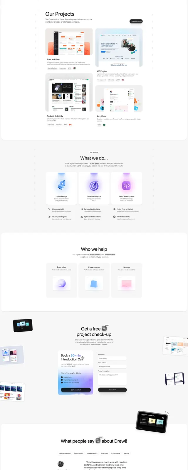 Drewl Agency Landing Page, minimal, light-mode, light