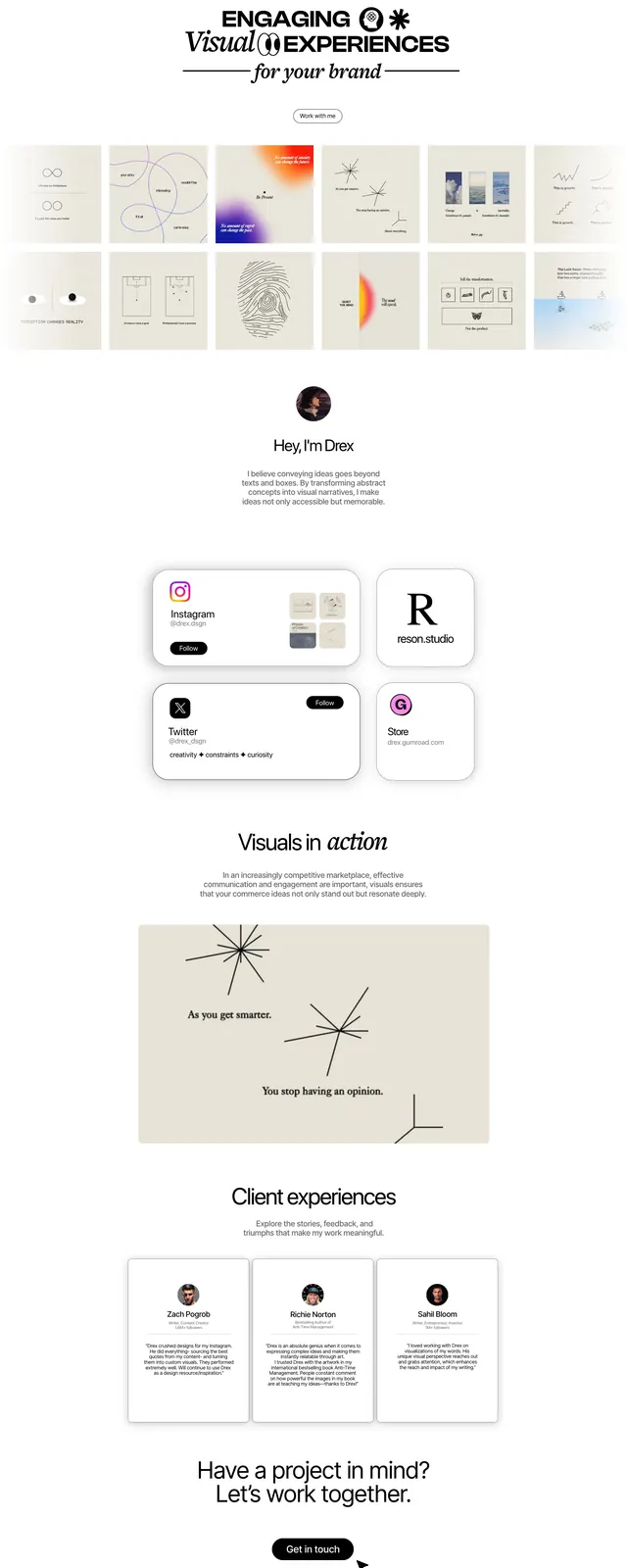 Drex minimal portfolio, minimal, editorial, light