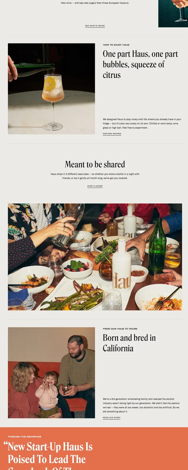 Haus beverage editorial hero, luxury, editorial, light