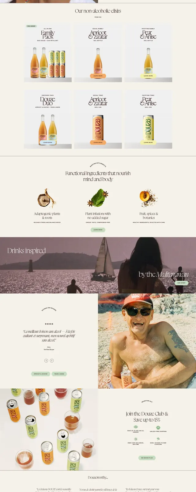 Drinkdouze Editorial Landing Page, luxury, editorial, light