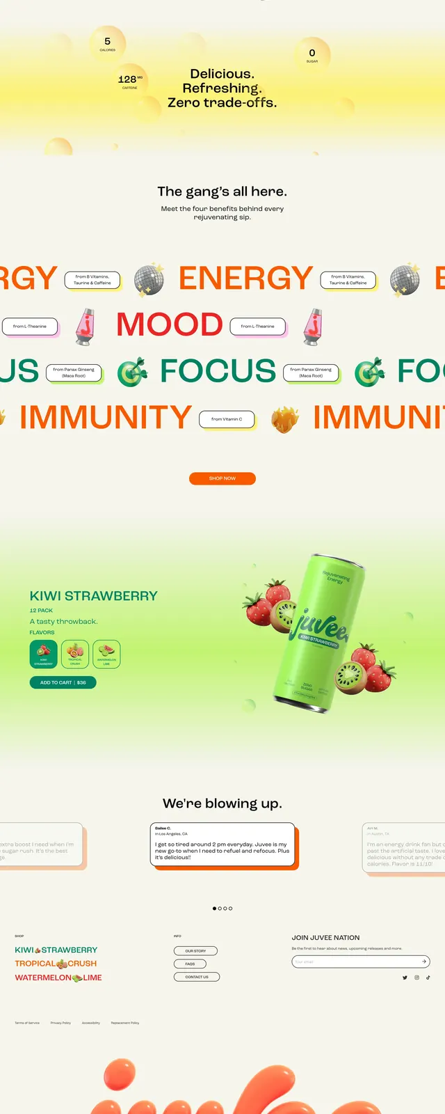 Juvee energy drink hero, playful, gradient-heavy, light